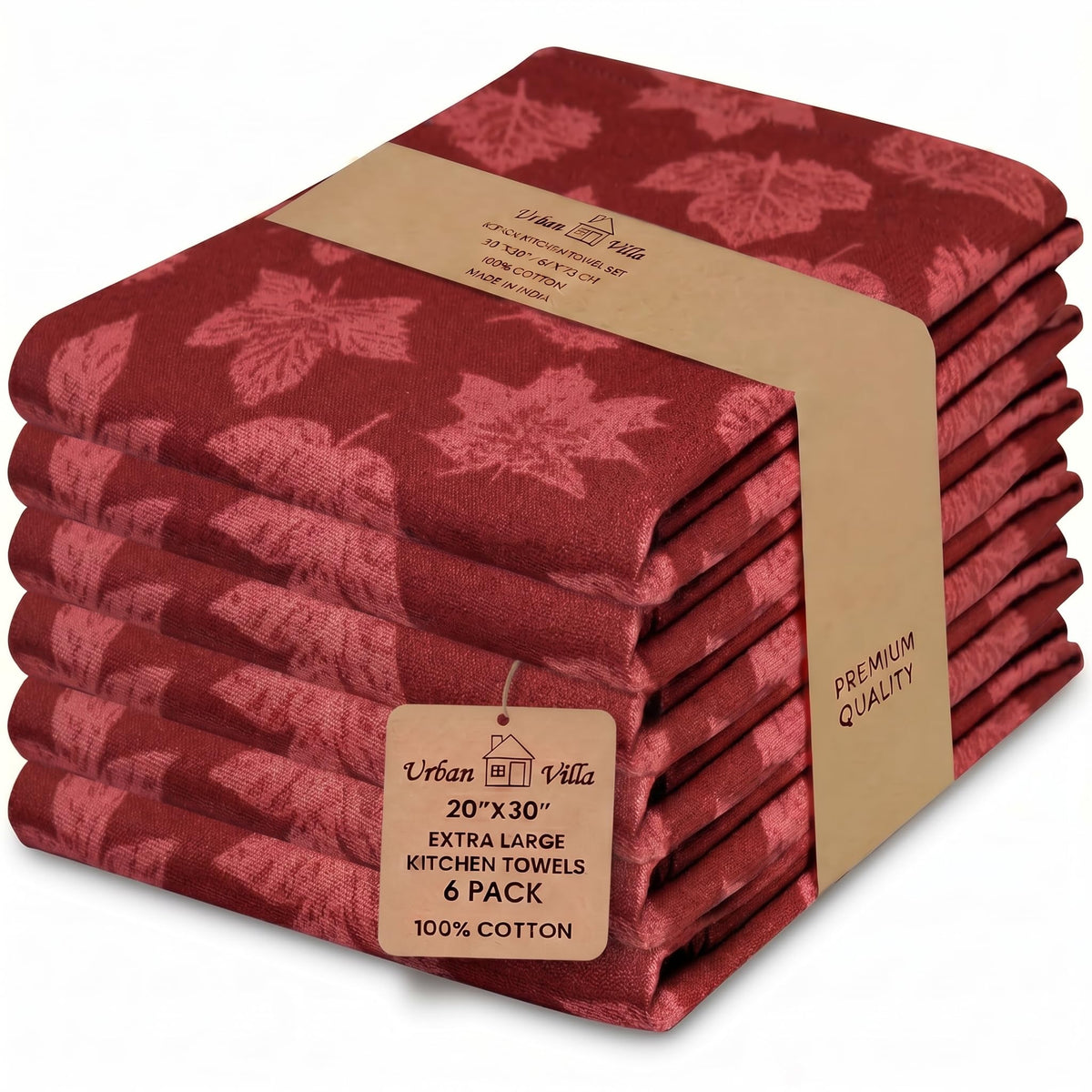 Urban Villa Kitchen Towels Cotton Dish Towels 12”x12” (Set of 8) Grey White