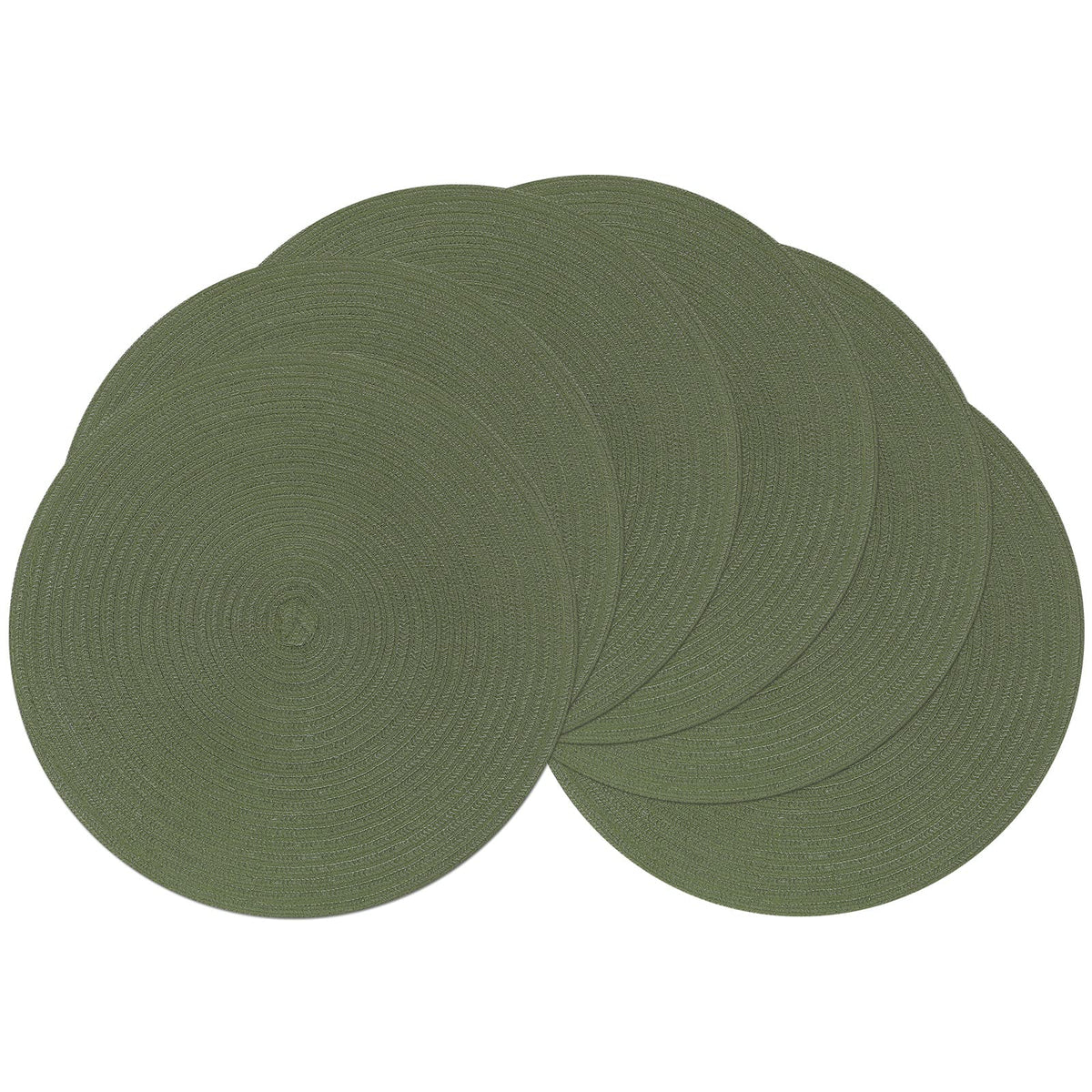 SHACOS Round Braided Placemats Set of 4 Washable Place Mats for Dining Tables 15 inch Non Slip Kitchen Table Mats (Beige, 4)