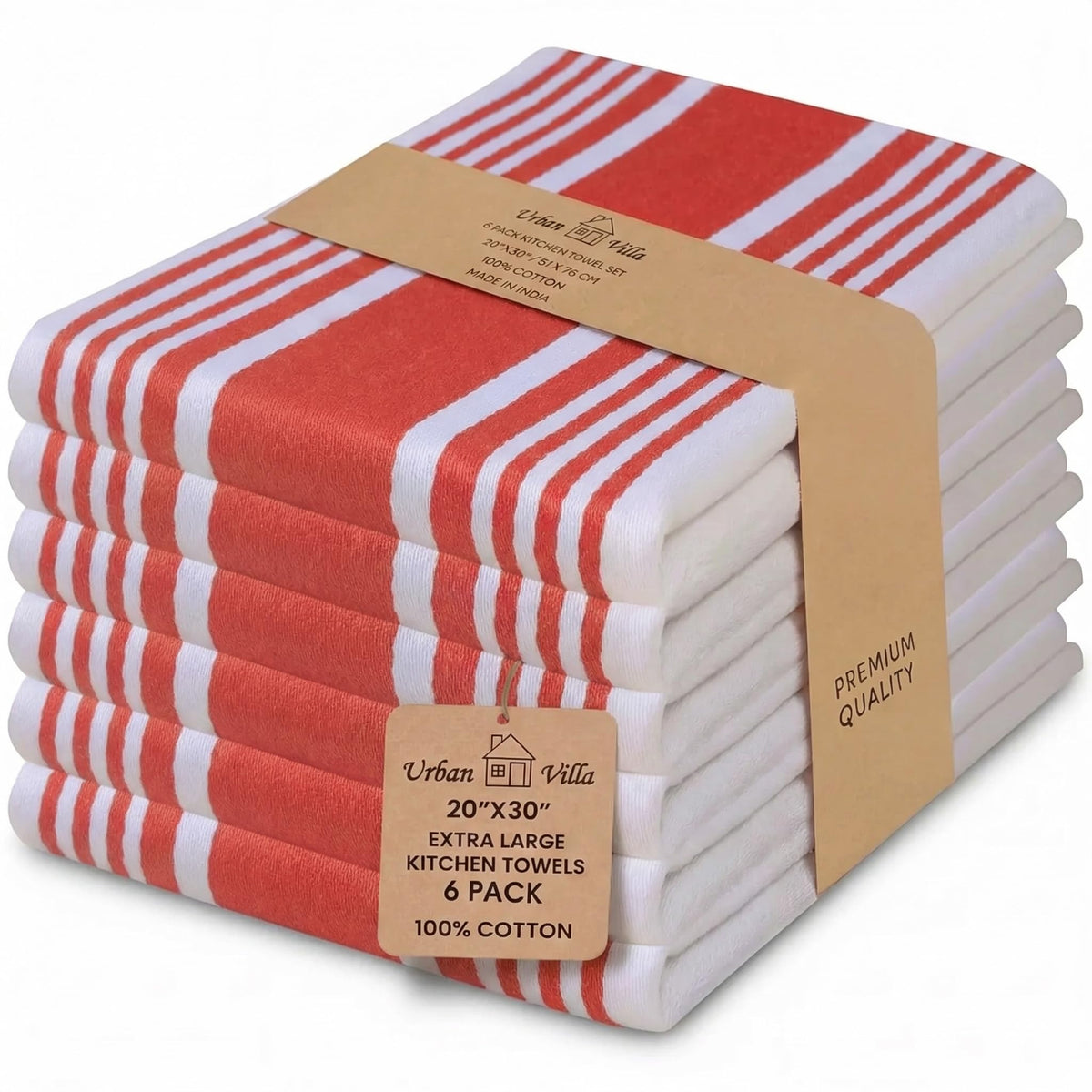 Urban Villa Kitchen Towels Cotton Dish Towels 12”x12” (Set of 8) Grey White
