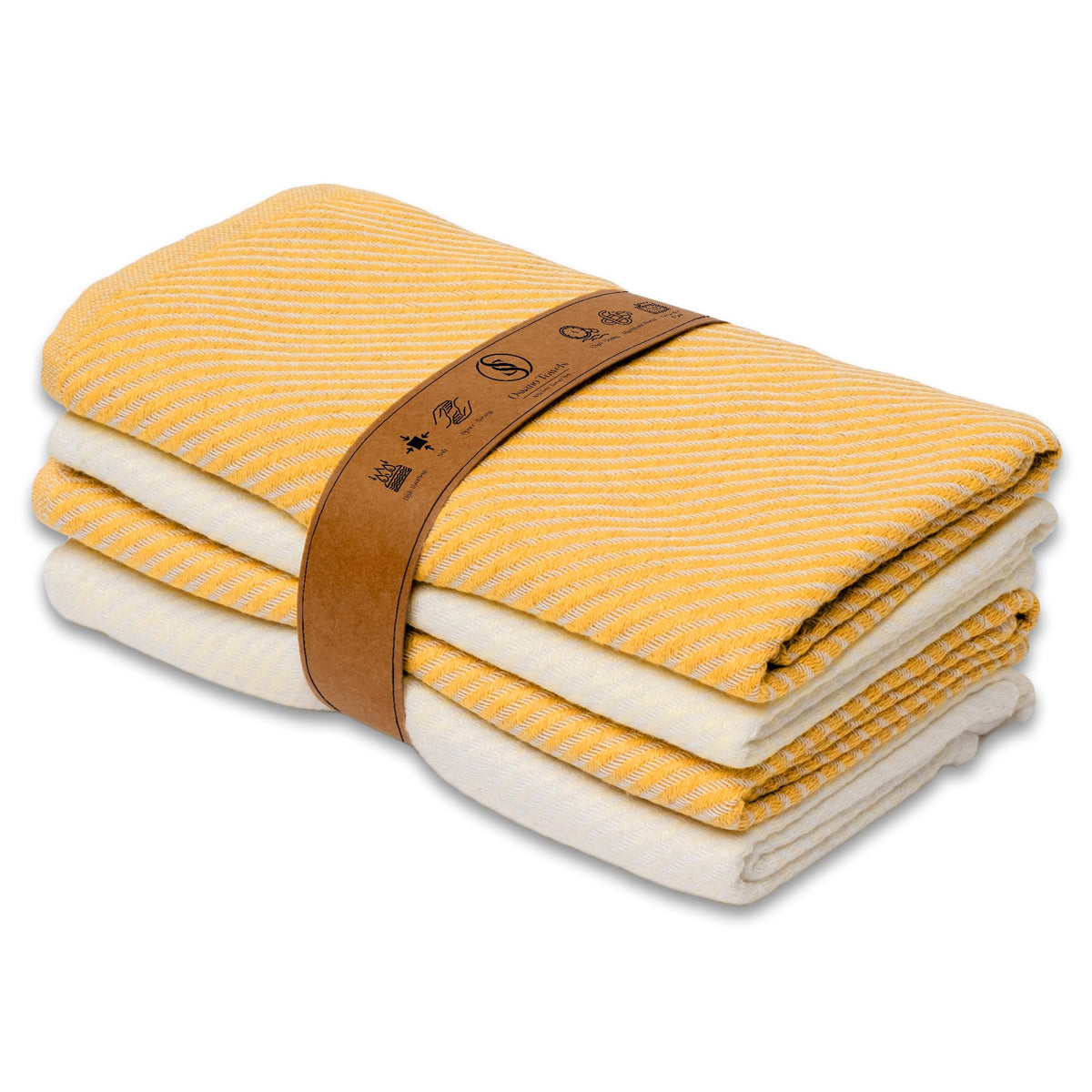 Ossano Kitchen Towels Set - 4 Pack, (20" x 30") - Boho & Decorative - Versatile as, Dish Towels for Drying Dishes, Drying Towels, Flour Sack Towel, Kitchen Cloths, Beige and Ecru