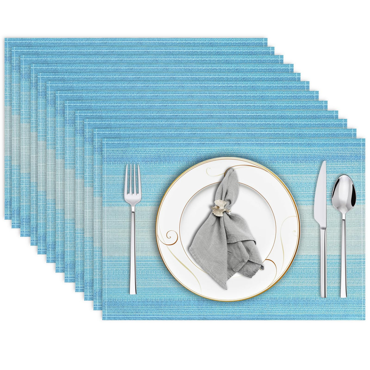 Niviy Placemats, Placemats Set of 4 Washable Place Mats, Green 12" x 18"