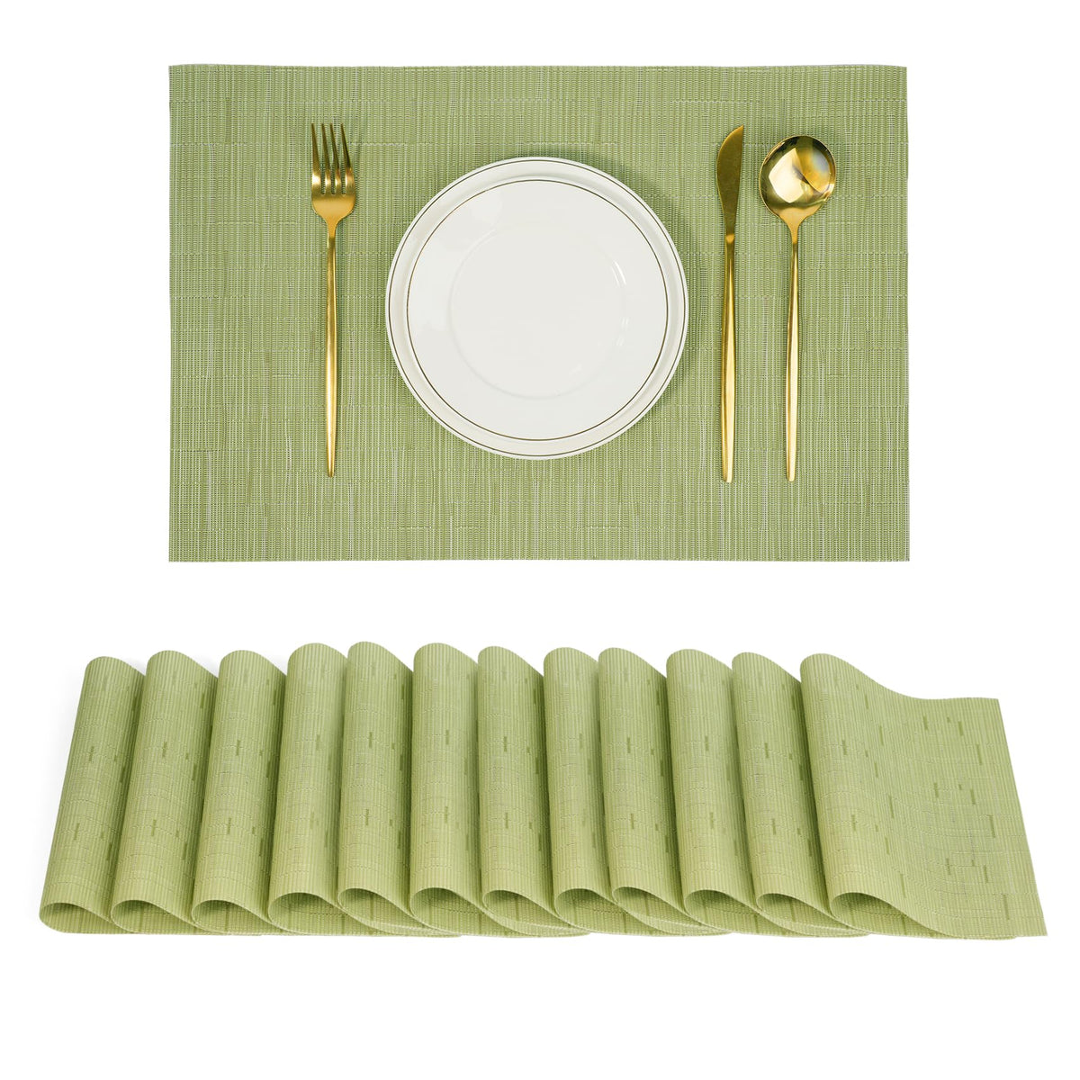 Placemats Set of 8，Non-Slip PVC Weave Table Mats Easy to Clean，Heat Resistant Place Mats for Kitchen Dining Table Decoration Indoor Outdoor，Beige