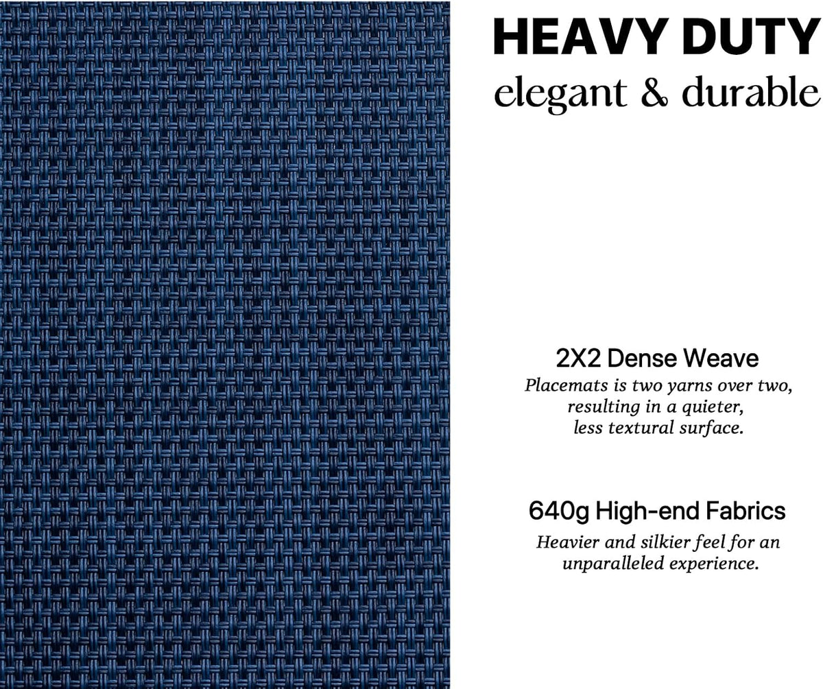 LEXMORE Placemats Set of 4 Vinyl/Plastic Woven Place Mats for Kitchen Table Indoor/Outdoor Washable Placemat Wipeable Dining Table Mats(Navy Blue)