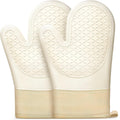 Silicone Oven Mitts 2 PCS, Heat Resistant Non-Slip Cotton Lining for Baking