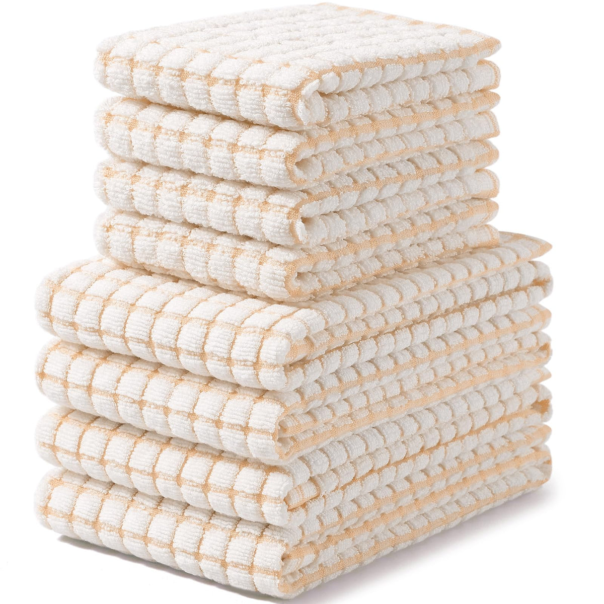 Homaxy Cotton Terry Kitchen Towels and Dishcloths Set of 8, Mixed Color