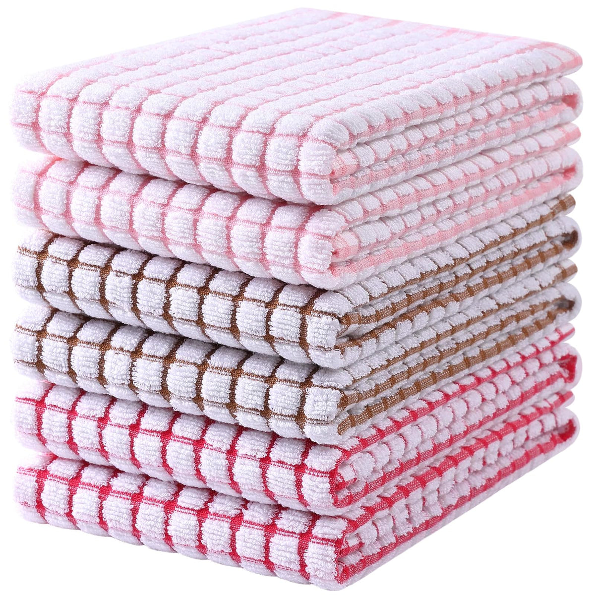 Mordimy Cotton 6 Pack Terry Kitchen Towels, 16 x 25 Inches