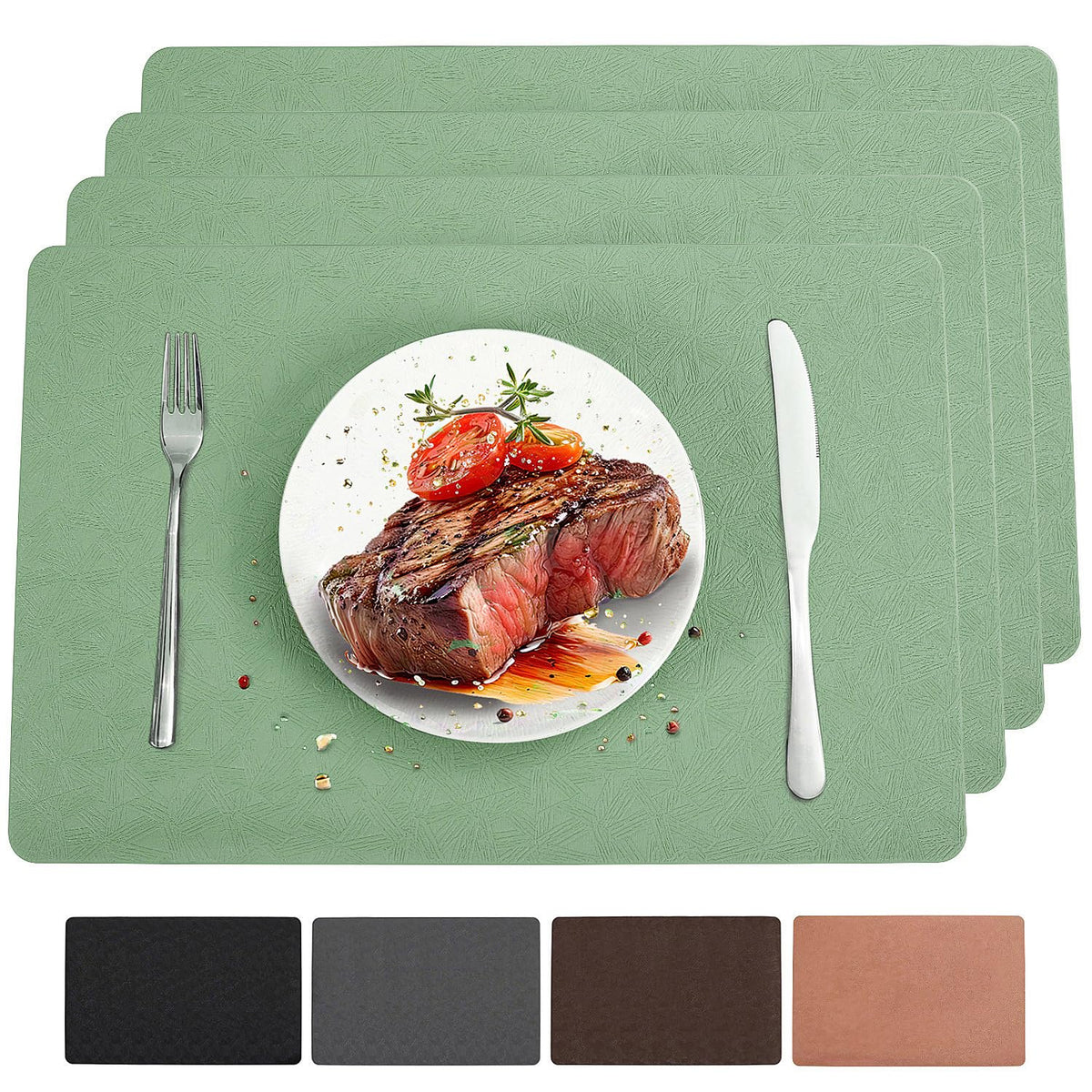 Vinyl Plastic Placemats Set of 6 Waterproof Wipeable Table Mats