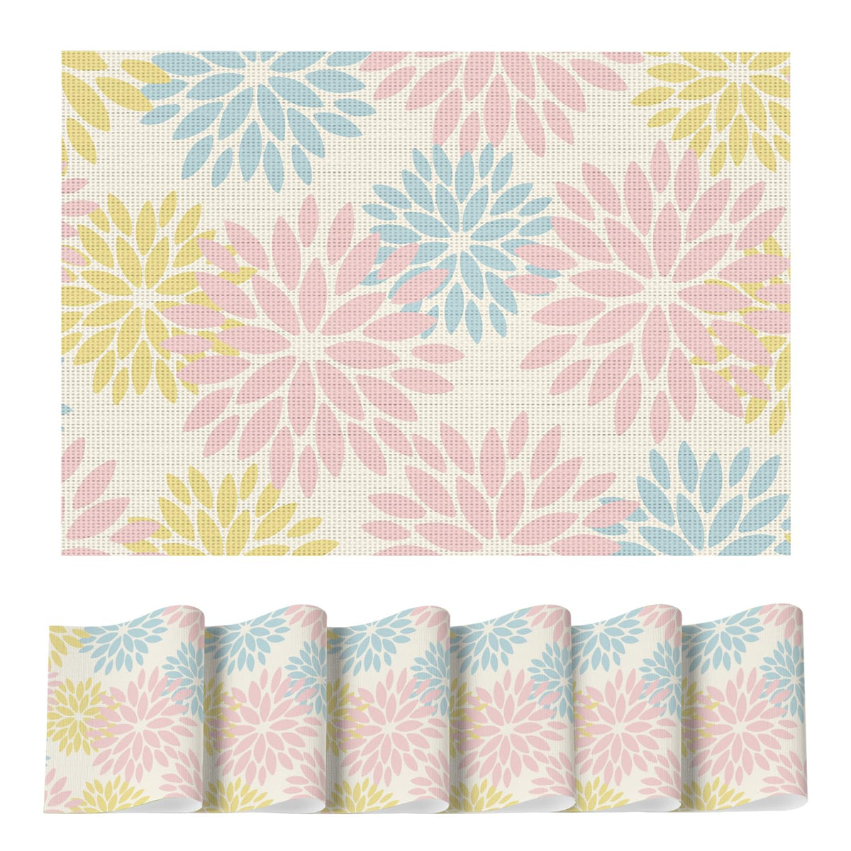Artoid Mode Floral Vinyl Placemats Set of 4, 12x18 Inch Washable Non-Slip Plastic Vinyl Place Mats for Party Kitchen Dining Decor, Brown
