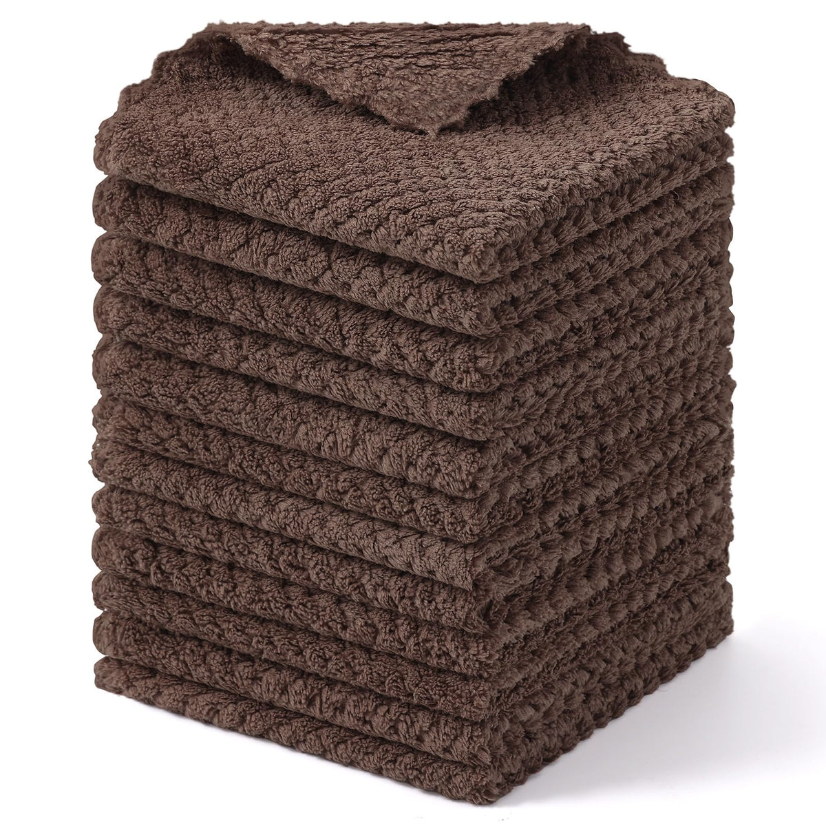 Homaxy 12 Pack Coral Velvet Dish Cloths, 10 x 10 inches, Dark Grey