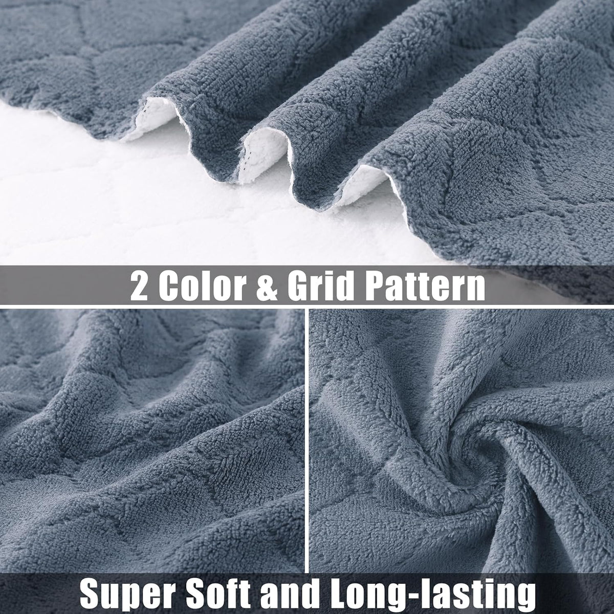 Mordimy 12 Pack Soft and Absorbent Kitchen Cloths, Dark Grey & White