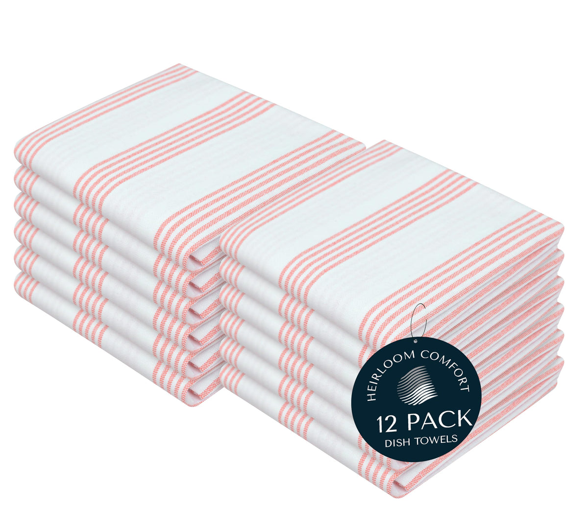 Rust Stripe Dish Towels, 5 Pack, 100% Cotton, Super Absorbent and Quick Dry, Multi Pin Striped Kitchen Towel Set, Durable Wash Cloths for Kitchen Use, Cleaning & Drying Dishes