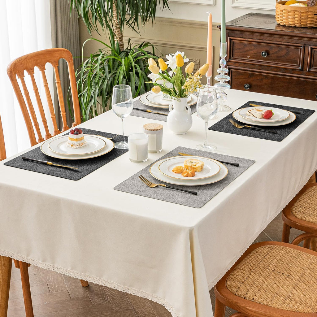 Romanstile Placemats Set of 6, Reversible Faux Leather Wipeable Table Mats