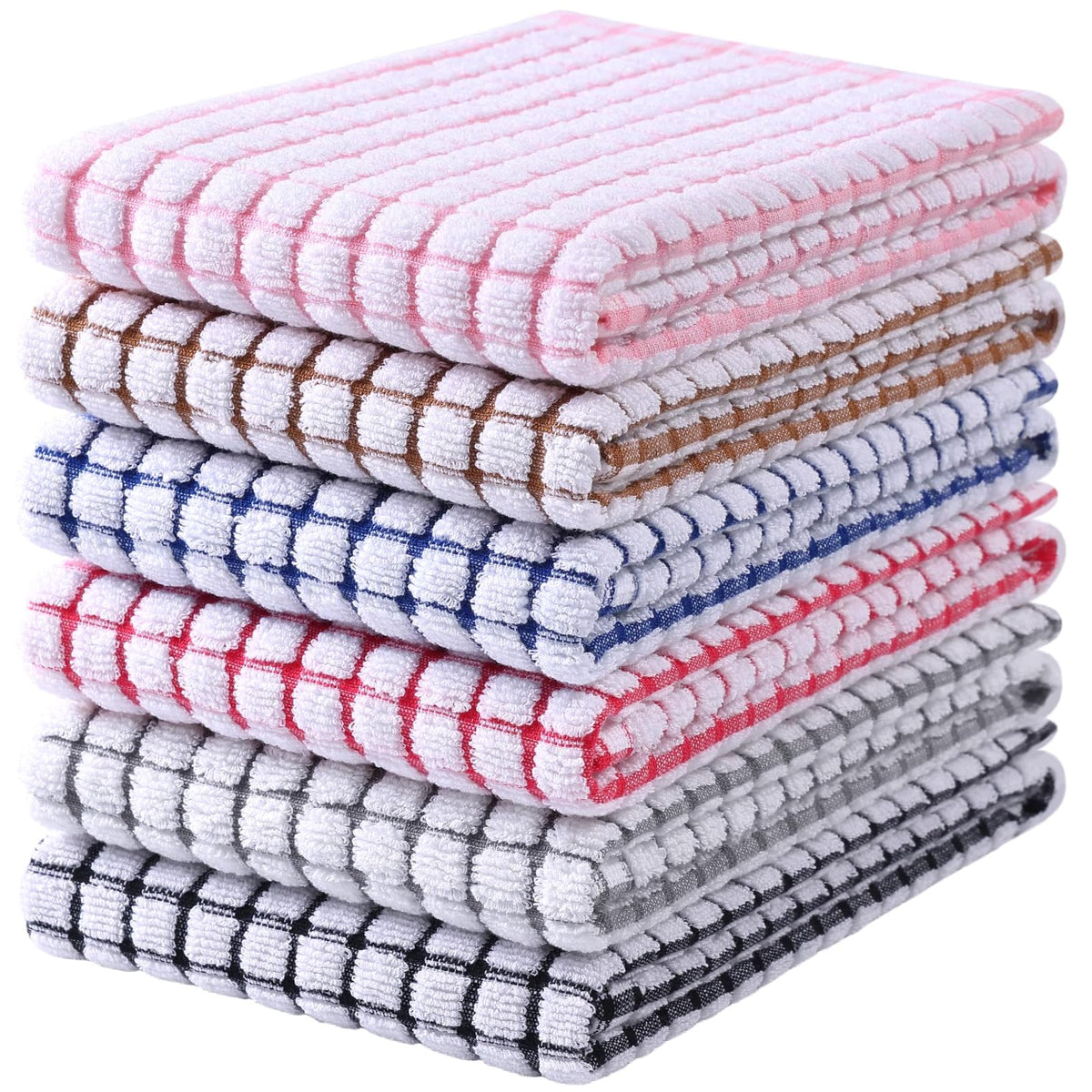 Mordimy Cotton 6 Pack Terry Kitchen Towels, 16 x 25 Inches