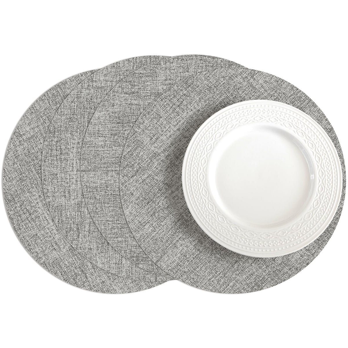 Romanstile Faux Leather Vinyl Placemats Set of 6, Beige