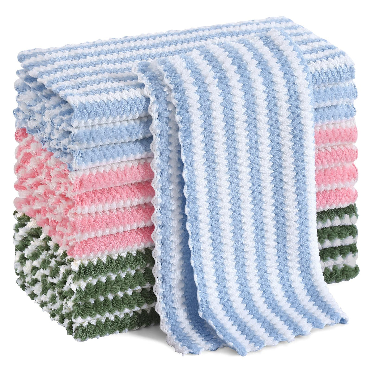 Homaxy 12 Pack Coral Velvet Dish Cloths, 10 x 10 inches, Dark Grey