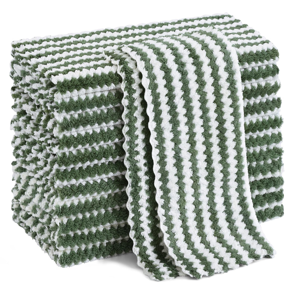Homaxy 12 Pack Coral Velvet Dish Cloths, 10 x 10 inches, Dark Grey