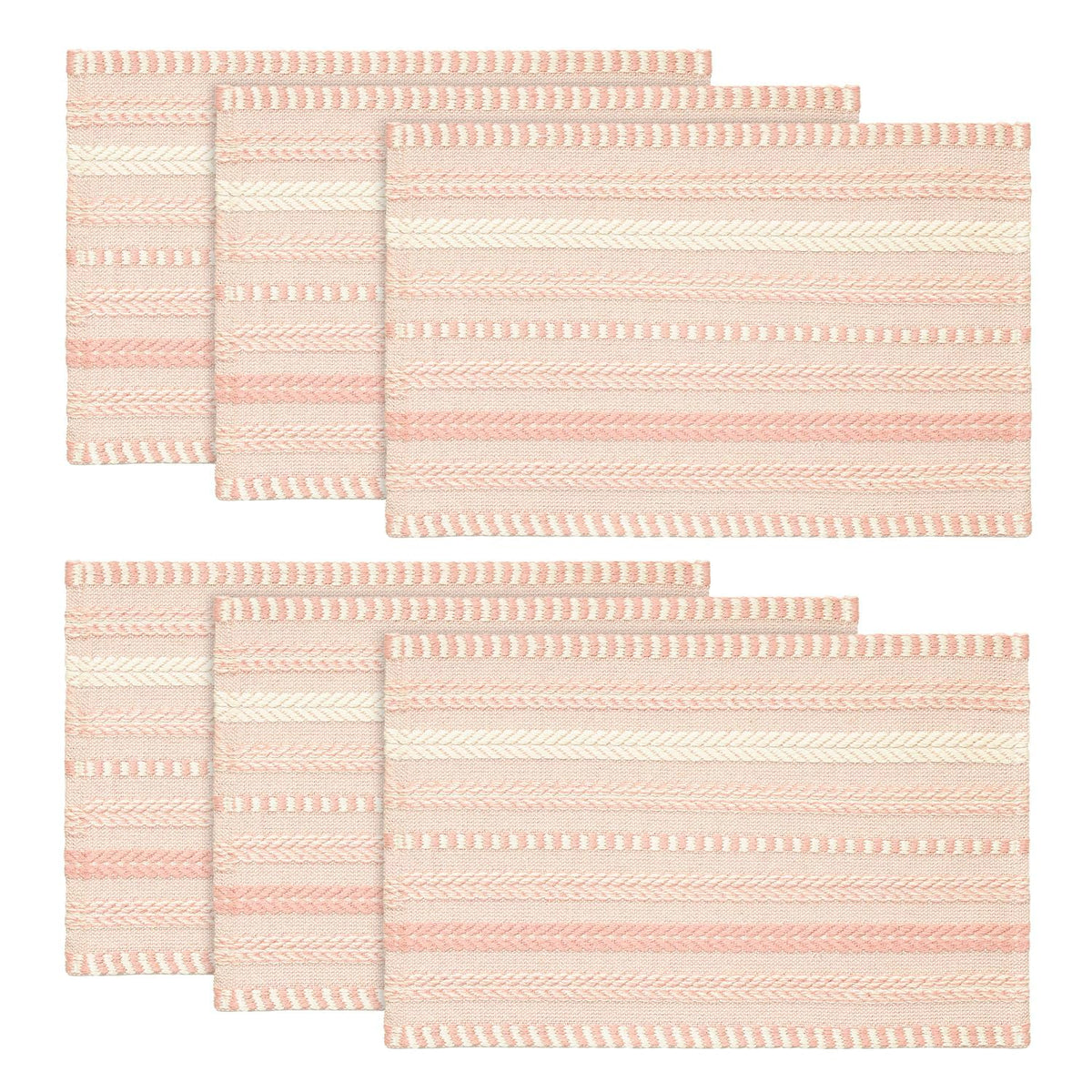 Artoid Mode Caramel Woven Braided Stripe Placemats Set of 4-12x18 Inch