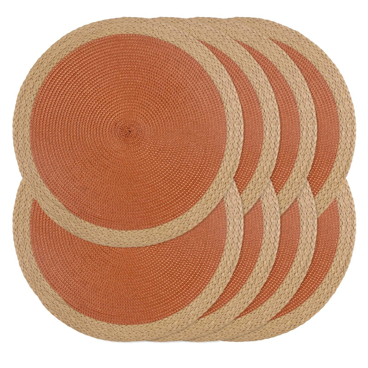 Round Placemats Set of 4, Woven Table Mats, Thin Edge, Black