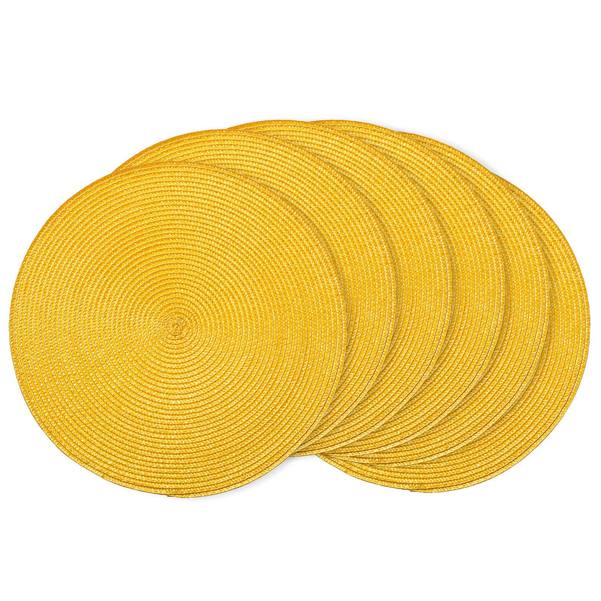 AHHFSMEI Round Placemats Set of 6 Heat Resistant Washable Non-Slip Woven Braided Table Mats for Dining Table Kitchen & Home Decor (Black)