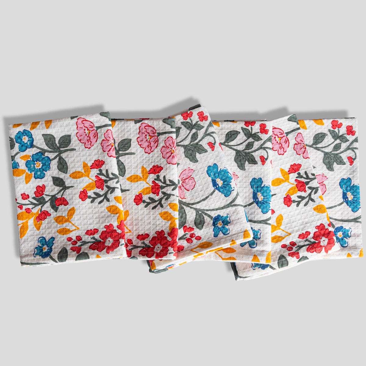 FINGERCRAFT Kitchen Towels 100% Cotton Set of 6 Tea Towel, Toile Blue