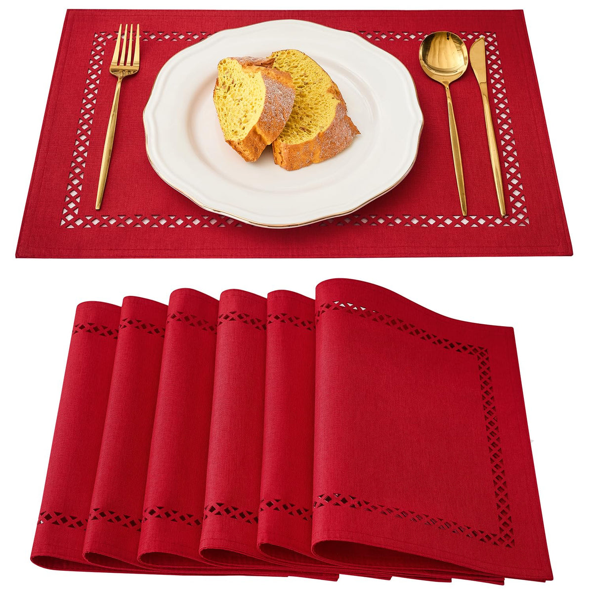 Orange Burlap Place Mats, Fall Placemats Set of 4, 12 x 18 Inch