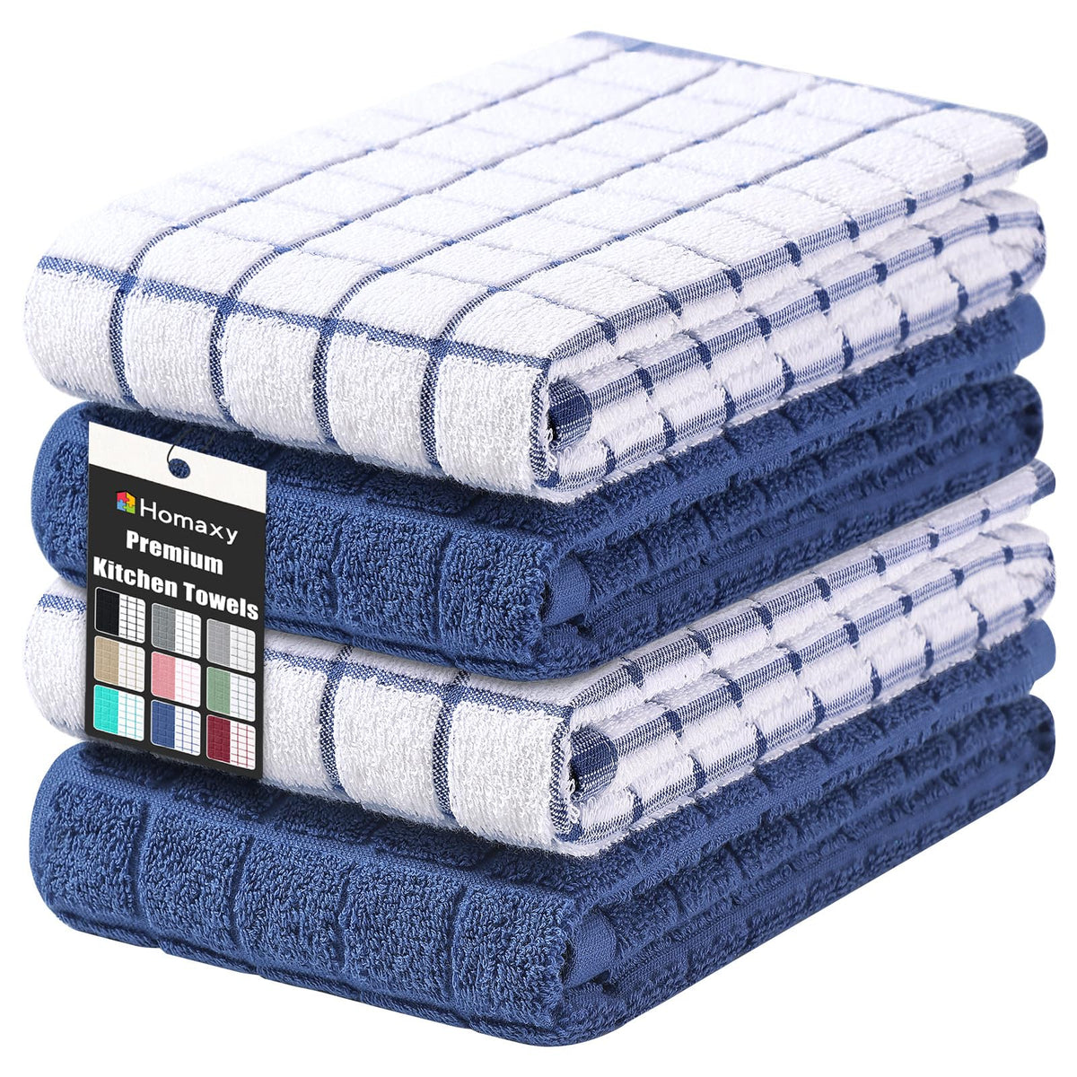 Homaxy Large Premium Cotton Kitchen Towels 16"x 28", 6 Pack, Grey