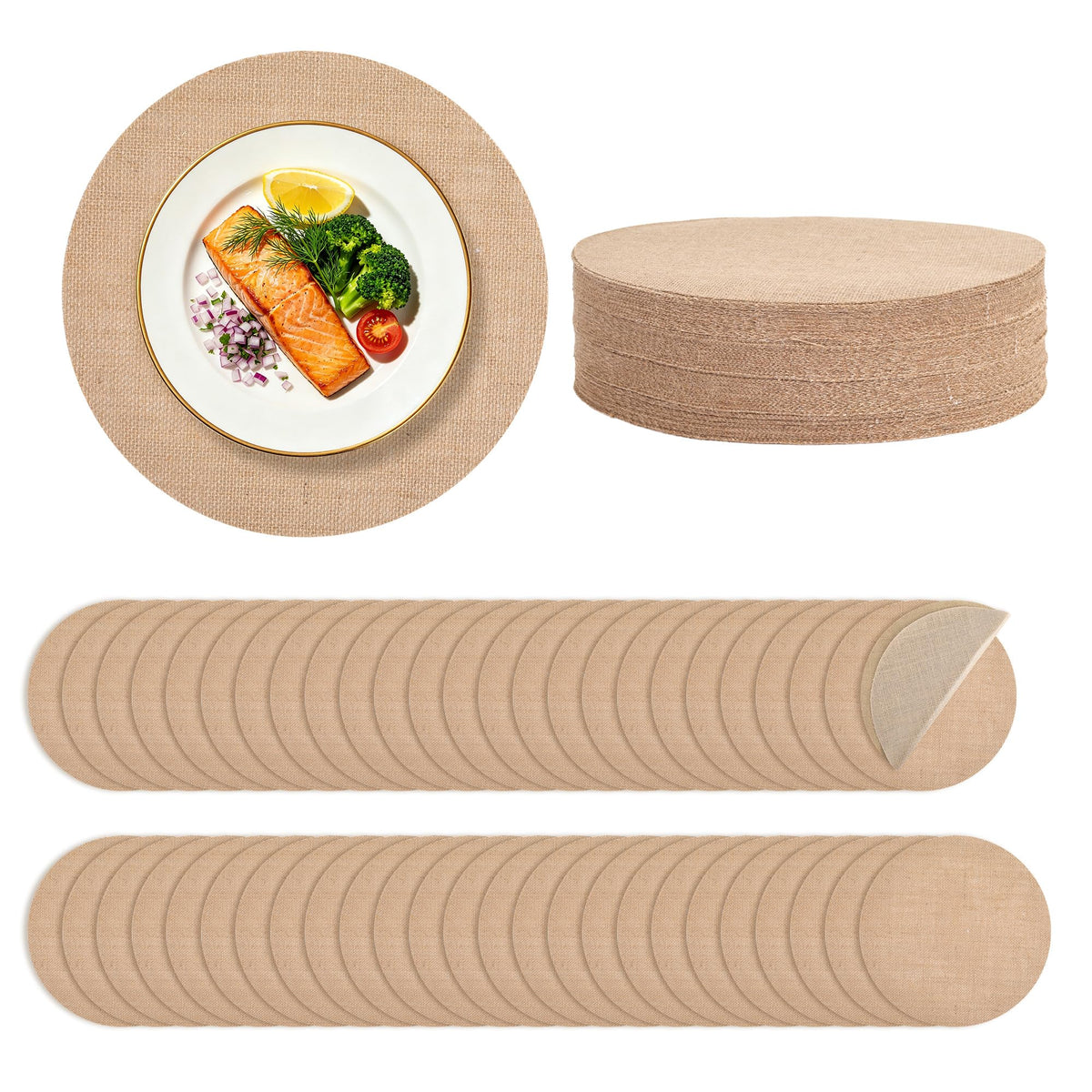 50 Pieces 11.8 Inch Burlap Round Placemats,Reusable Rustic Jute Table Mats