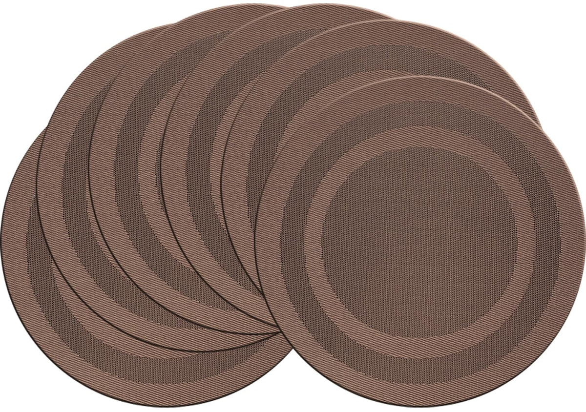 PIGCHCY Place Mats Heat-Resistant Non Slip Placemats Easy Wipe Clean Table Mats Woven Vinyl Placemats for Dining Table(Set of 6, Brown)