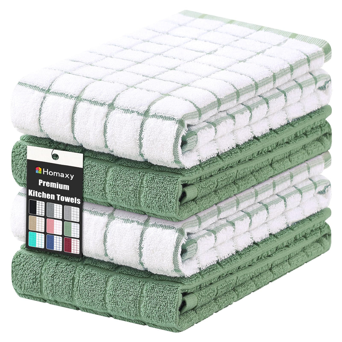 Homaxy Large Premium Cotton Kitchen Towels 16"x 28", 6 Pack, Grey