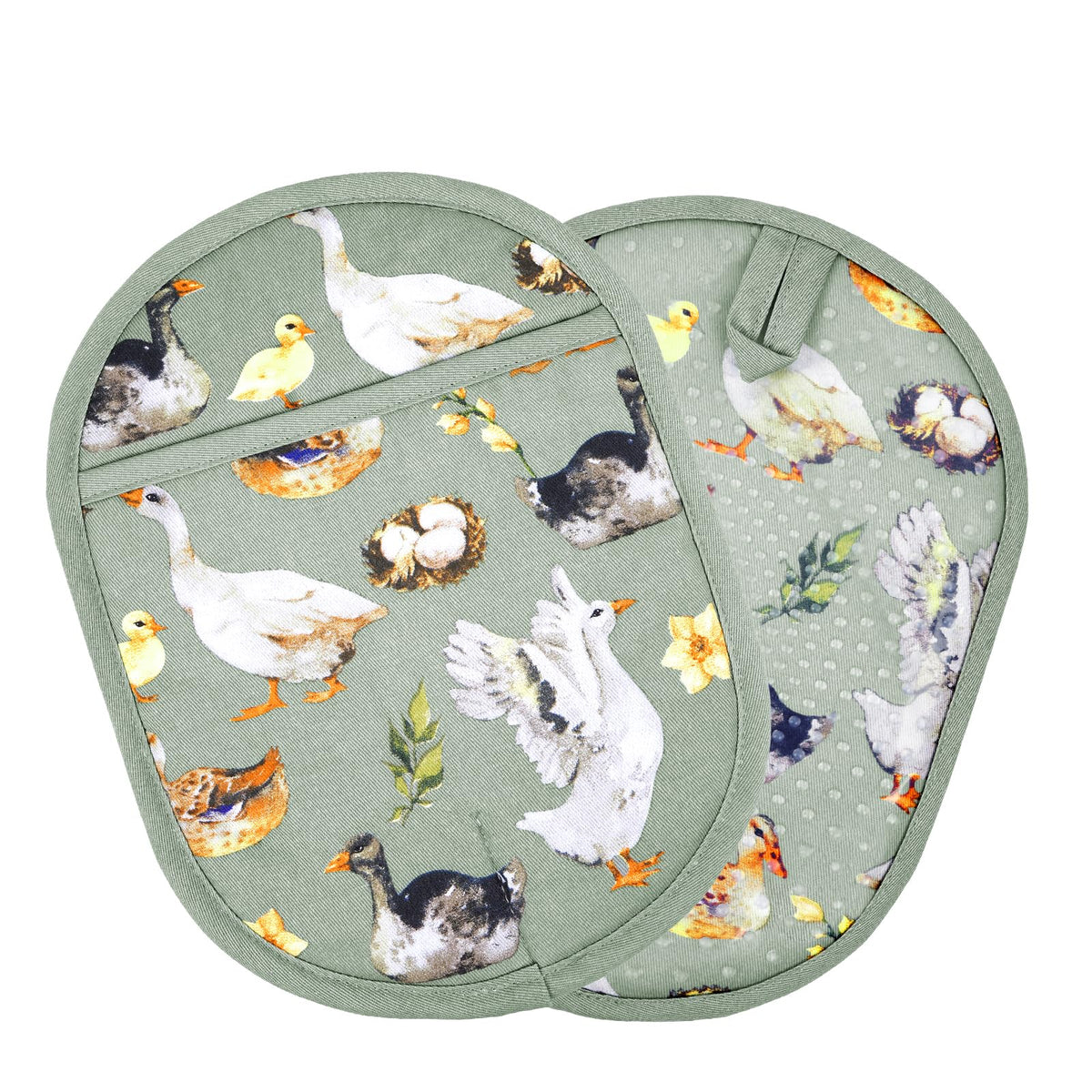 Oven Mitts with Transparent Clear Silicone Shell and Nice Cacturs Flower Printing