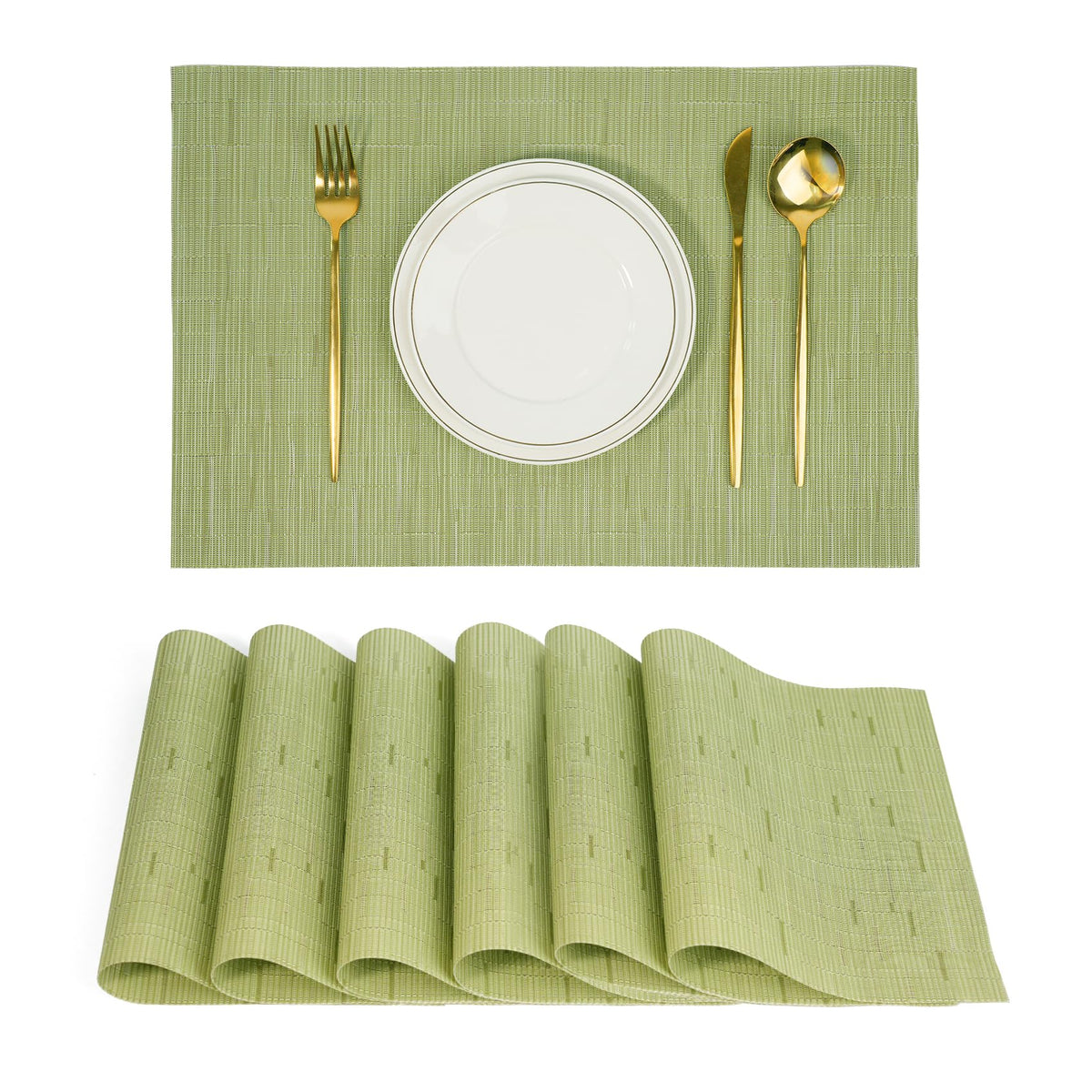 Placemats Set of 8，Non-Slip PVC Weave Table Mats Easy to Clean，Heat Resistant Place Mats for Kitchen Dining Table Decoration Indoor Outdoor，Beige
