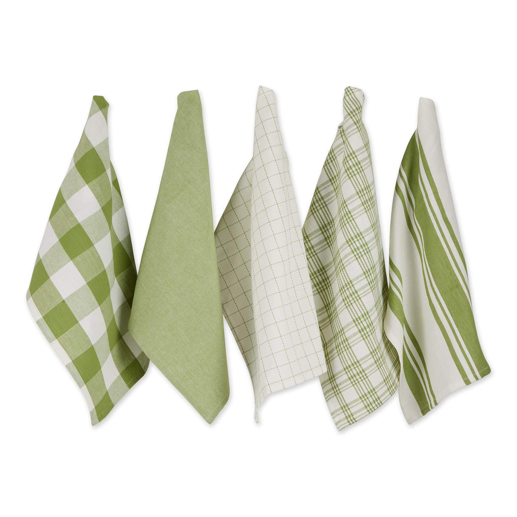 DII Basic Kitchen Large Cotton Dishtowel Set of 5, 18x28, Gray