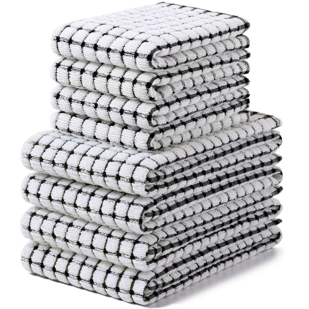 Homaxy Cotton Terry Kitchen Towels and Dishcloths Set of 8, Mixed Color