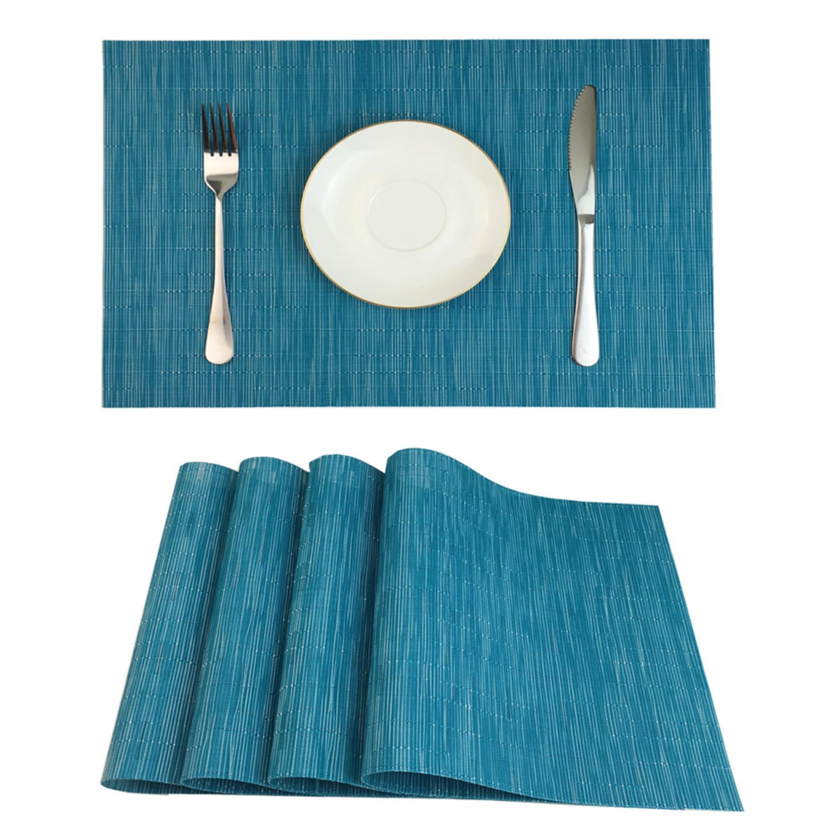 WAZAIGUR Placemats Set of 6 for Dining Table, 17.7" x 11.8", Orange