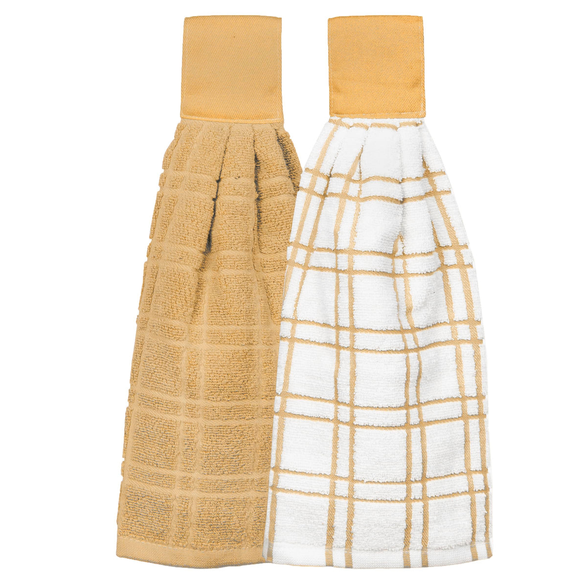 Ritz Premium 100% Cotton Solid and Multi Check Kitchen Tie Towel Absorbent, Super Soft, and Fast Drying Hang Towel, Set of Three, Federal Blue