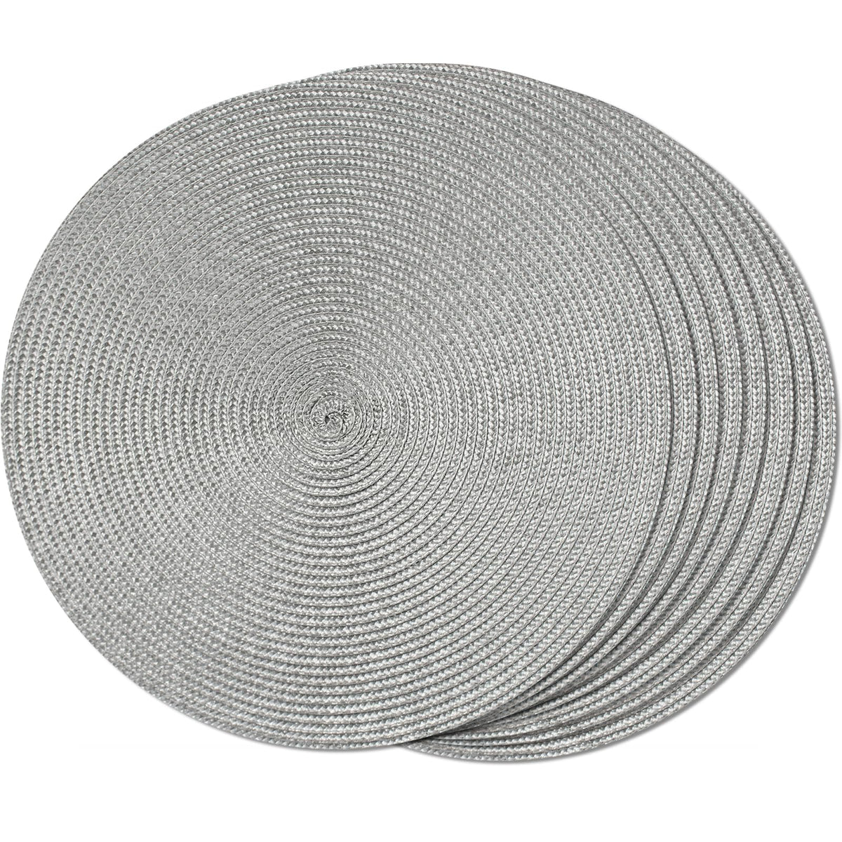 FunWheat Round Braided Placemats Set of 6 Table Mats for Dining Tables Woven Washable Non-Slip Place mats 15 in(Blue, 6pcs)