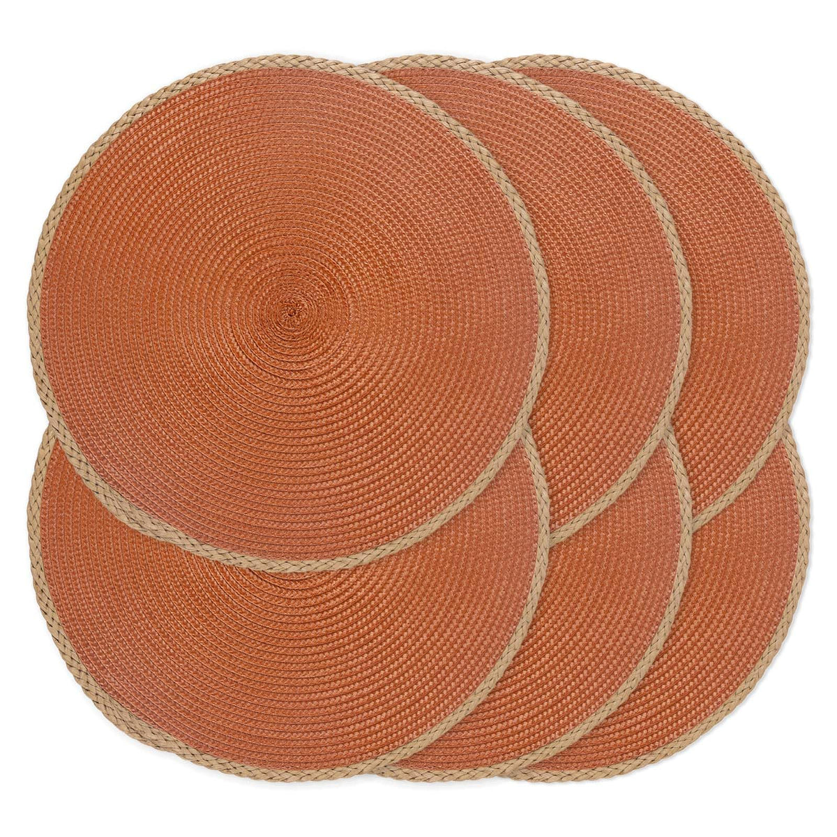 Round Placemats Set of 4, Woven Table Mats, Thin Edge, Black