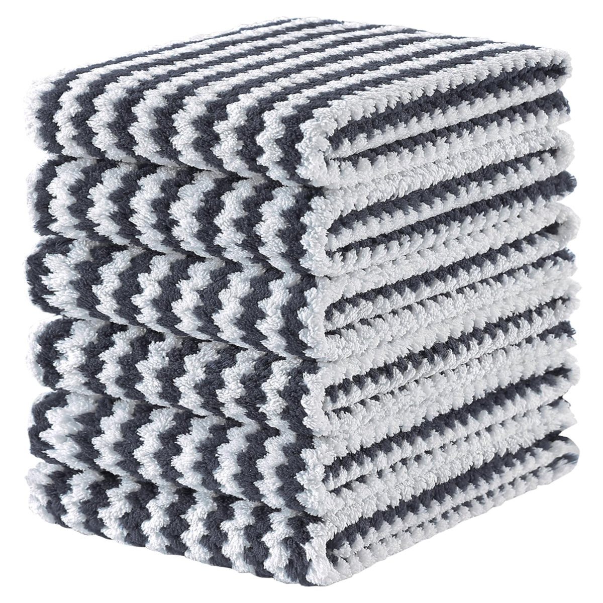 Homaxy 12 Pack Coral Velvet Dish Cloths, 10 x 10 inches, Dark Grey