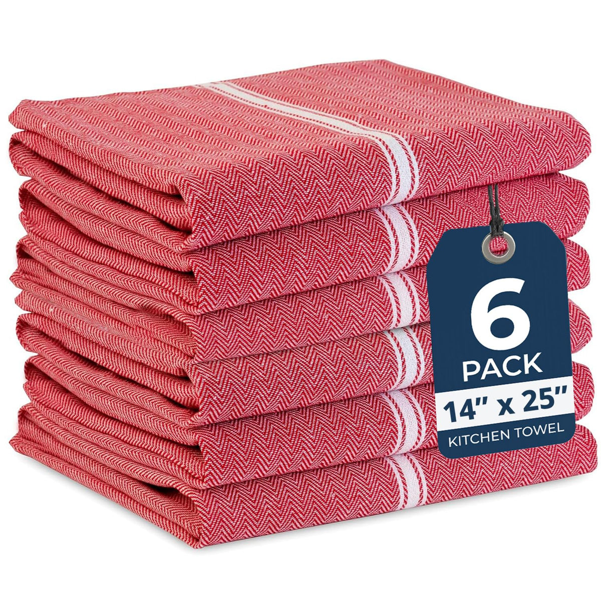 LANE LINEN Dish Towels 100% Cotton Absorbent Lint-Free 6 Pack