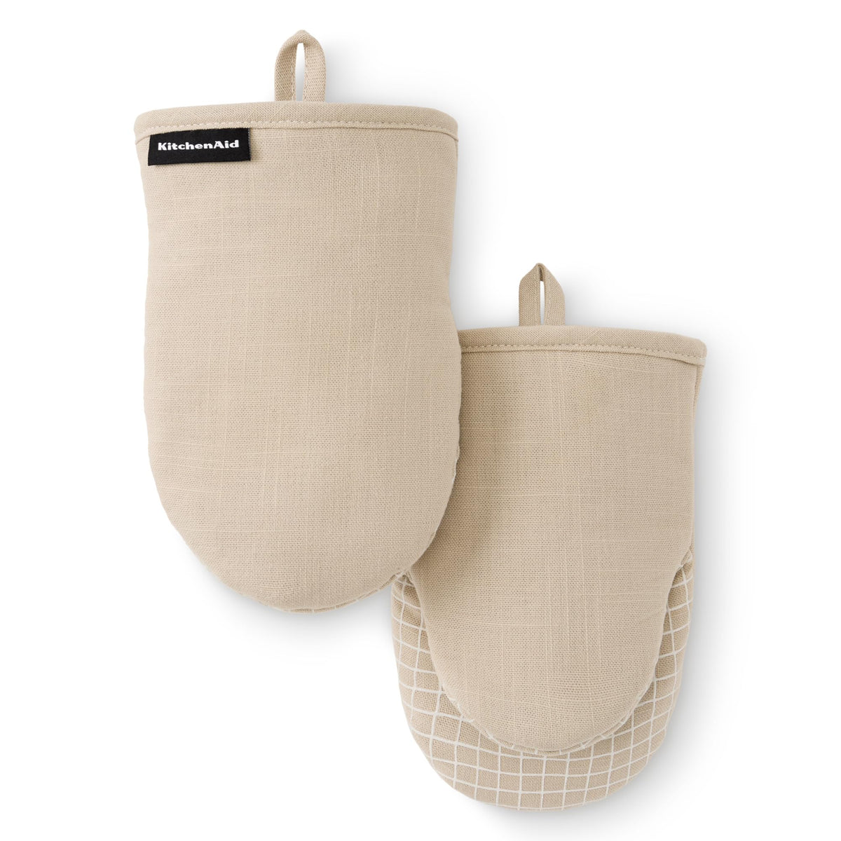 KITCHENAID Gourmet Series Gridlines Mini Oven Mitts 2-Pack Set, Heat Resistant up to 600°F, Soft Silicone Grip, Magnetic Cuff, Passion Red, 5.5"x9"