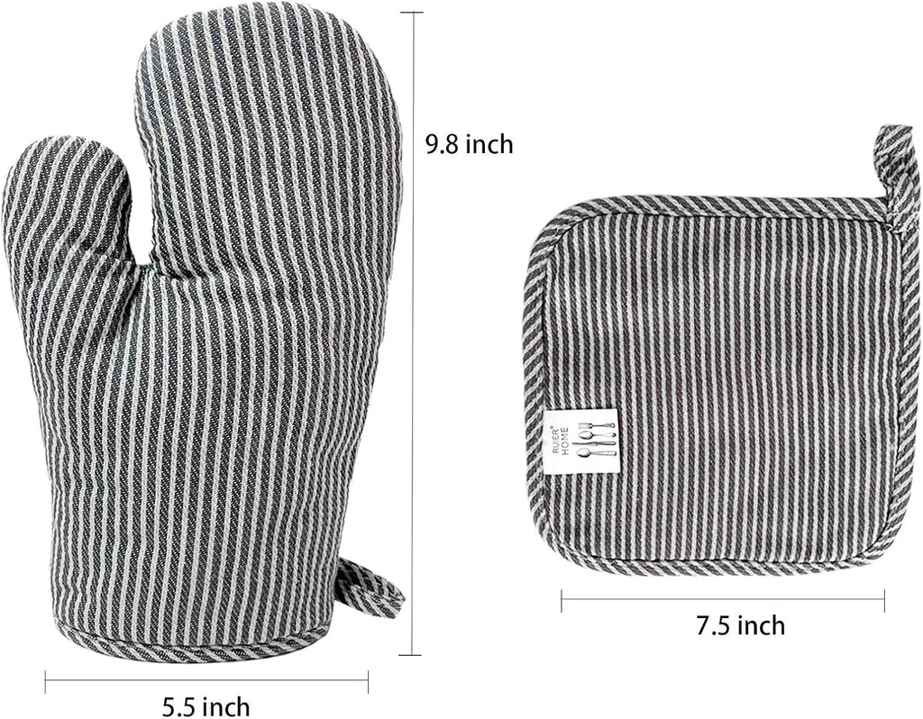 4Pcs Oven Mitts and Pot Holders, Heat Resistant Oven Mitts Set with Pothholder,Heat Resistant Microwave Gloves Safe for Baking,Cooking, BBQ