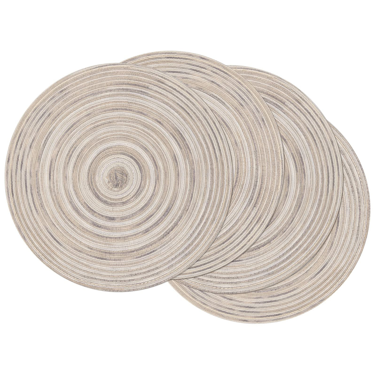 SHACOS Round Braided Placemats Set of 4 Washable Place Mats for Dining Tables 15 inch Non Slip Kitchen Table Mats (Beige, 4)