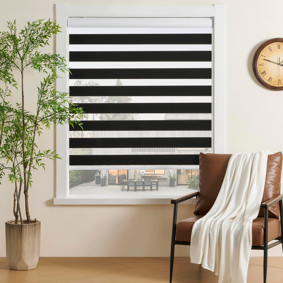 Cordless Zebra Blinds Window Blind Zebra Shade Blinds for Windows Roller Sheer Shades Privacy Light Filtering Shades for Home Kitchen Bathroom (Width 21'' X Height 72'' White)