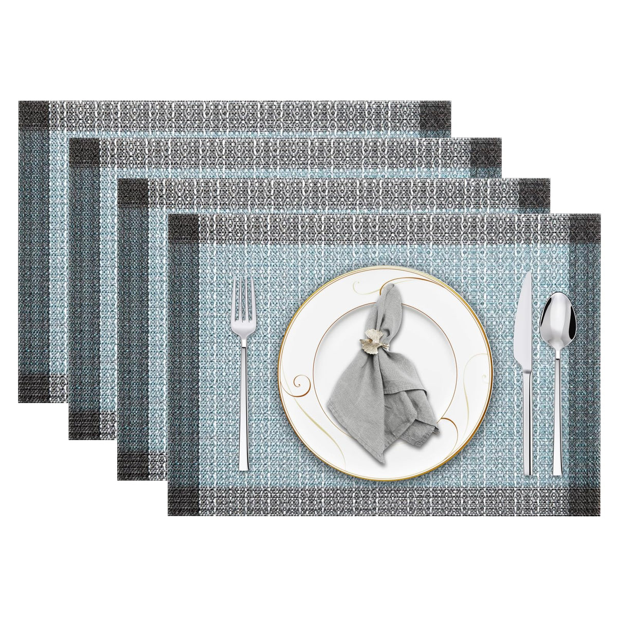 Niviy Placemats, Placemats Set of 4 Washable Place Mats, Green 12" x 18"