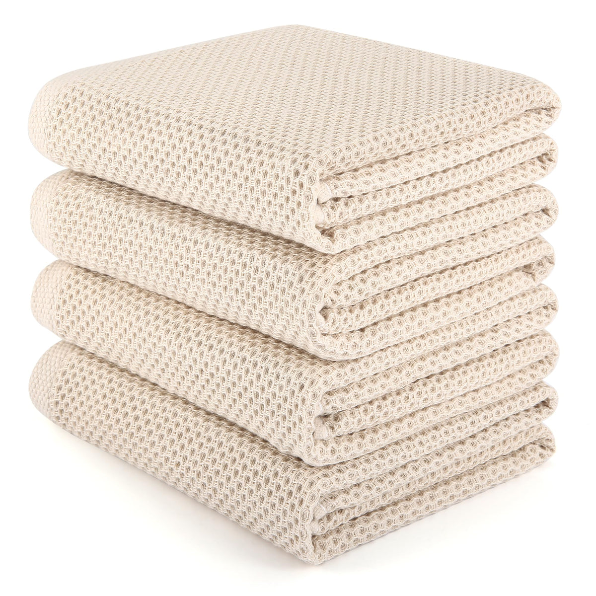 Large Kitchen Hand Towels,6 Pack Cotton Waffle Weave Dish Towel for Drying, Cleaning Cloth for Kitchen Dishes - Extra Absorbent and Soft - 16 x 28 inch (Cream-6 Pack)