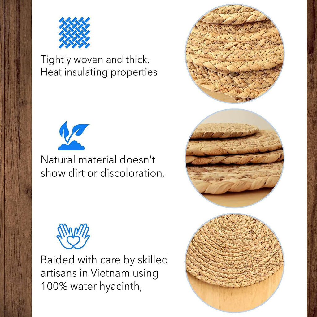 Round Woven Placemats, Natural, 35cm, Set of 2