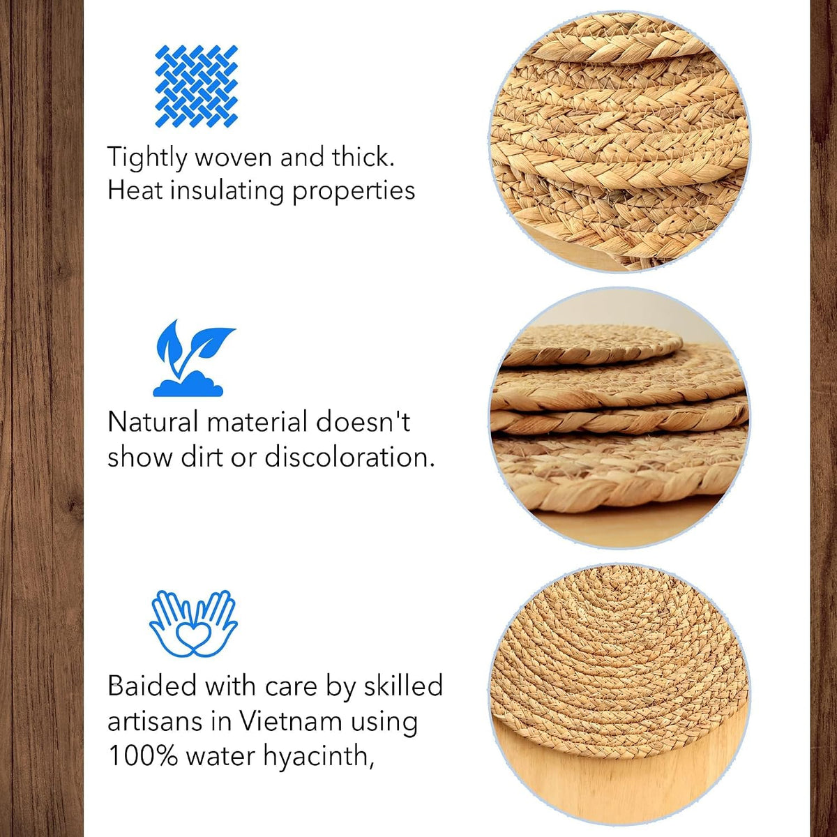 Round Woven Placemats, Natural, 35cm, Set of 2