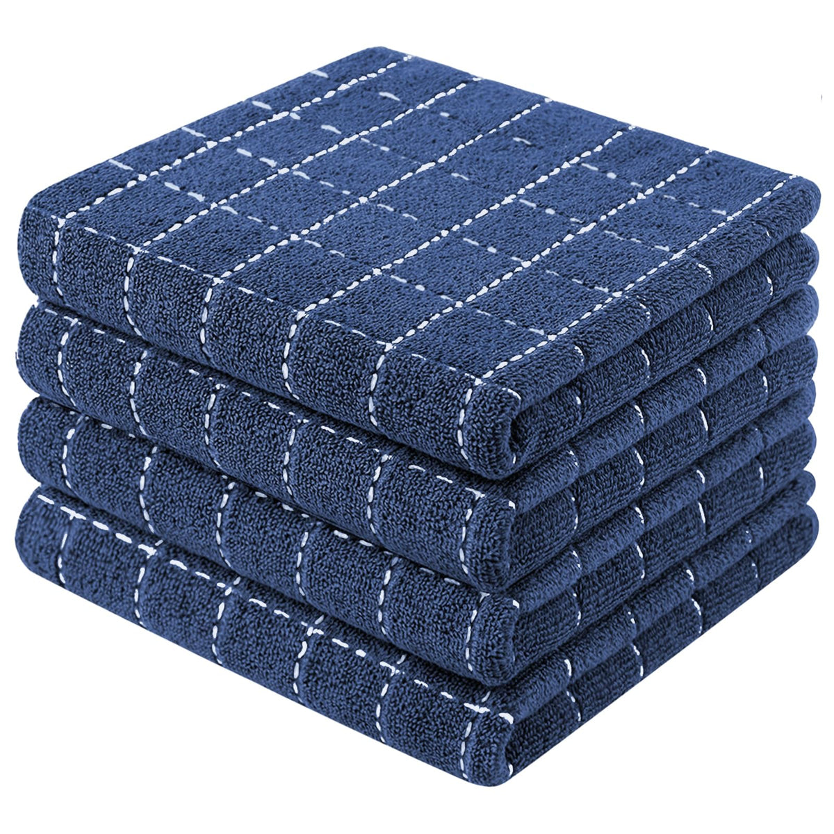 Mordimy Cotton Terry Checkered Kitchen Towels, 16"x 26", 4 Pack, Tan