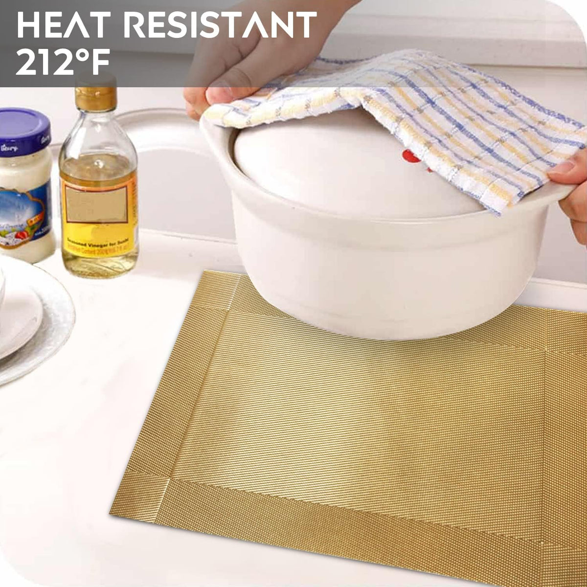 Trophable Placemats Set of 6 Table Placemats Heat Resistant Woven Placemats