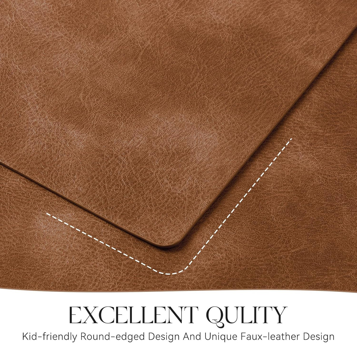 MOSAYT Vinyl Faux Leather Placemats, Set of 8, Reddish Brown